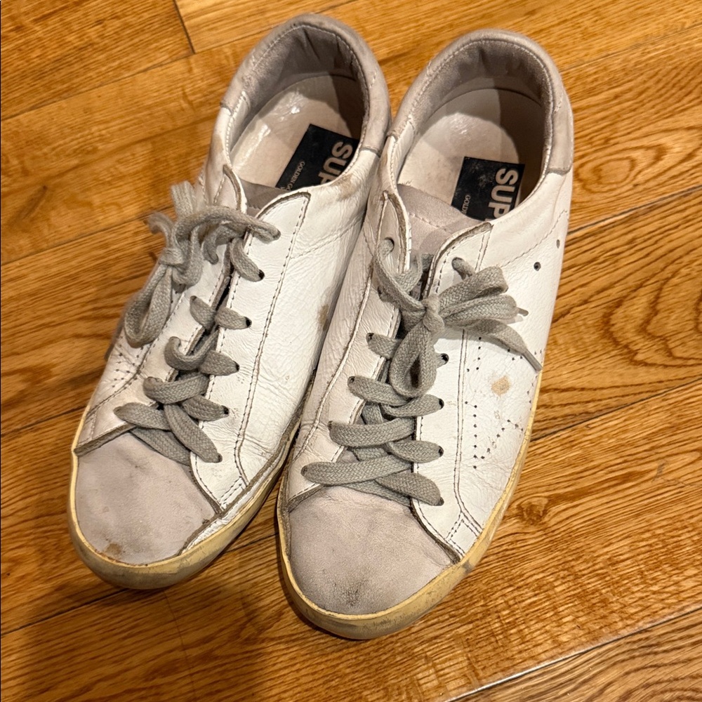 Golden goose supper star White Leather Casual Sneakers with Gray Accents 37